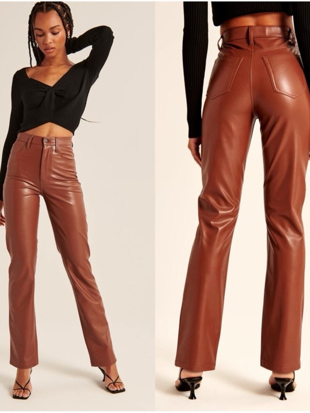 NWT Abercrombie 90s Straight Ultra High Rise Vegan Leather Pants Size 8